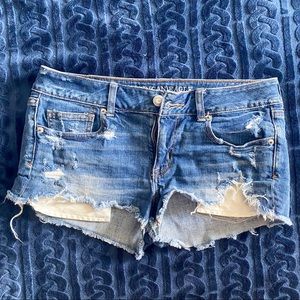 American Eagle Outfitters Distressed Stretch Shortie jean shorts